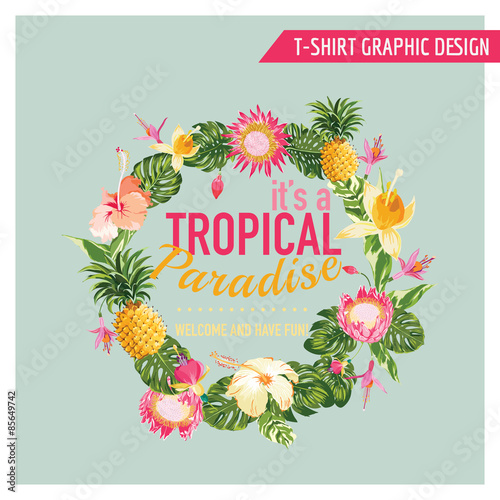 Tropical Flowers Graphic Design - for t-shirt, fashion, prints