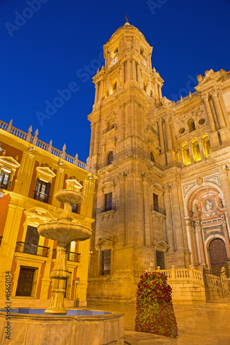 Malaga - The Cathedral tower at dusk