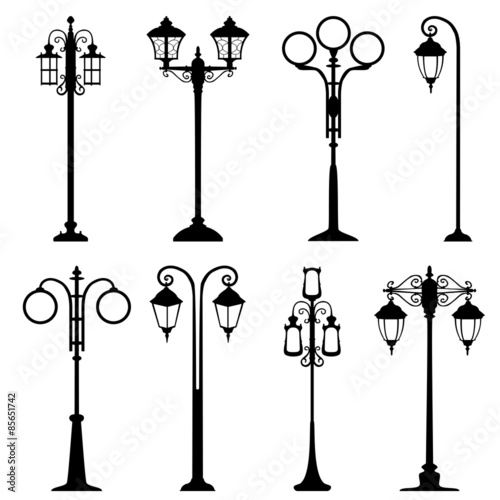 City street lanterns set