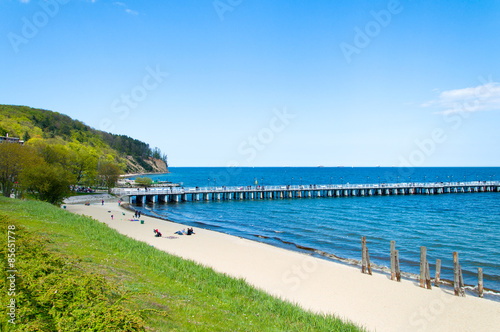 Coast of Baltic sea with famous cliff at Gdynia Orlowo, Poland.