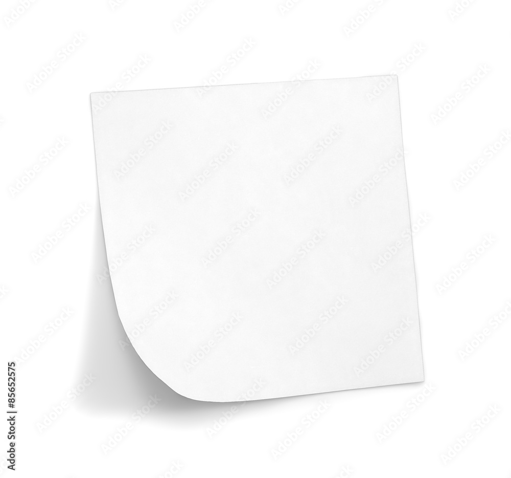 White sticky note with shade White sticky note with shade