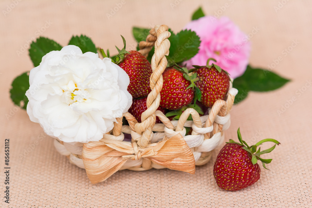 Basket with fresh strawberry