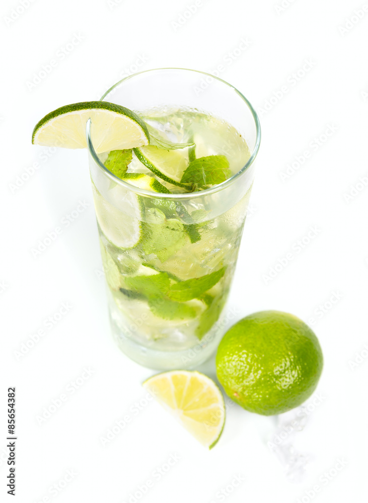 Mohito mojito drink with ice mint and lime Mohito mojito drink with ice mint and lime