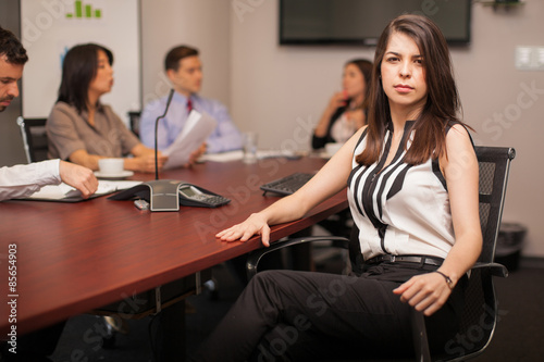 Serious female lawyer at work