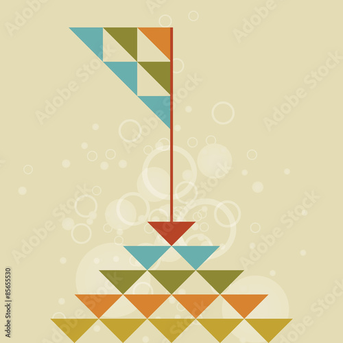 Flag of your company on a pedestal in a retro style