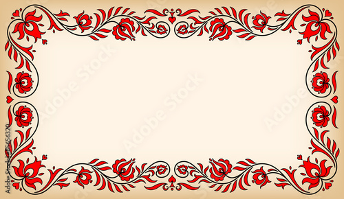 Bild auf Leinwand Vintage frame with traditional Hungarian floral motives