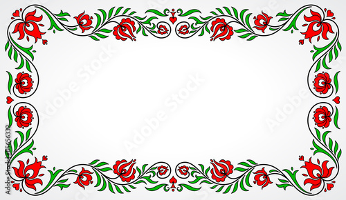 Empty frame with traditional Hungarian floral motives