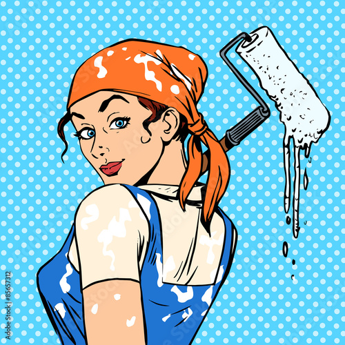 Girl painter profession paint job designer