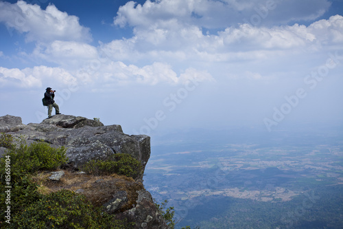 A adventure photographer at the Phu Luang mountain  Laoy   Thailand.