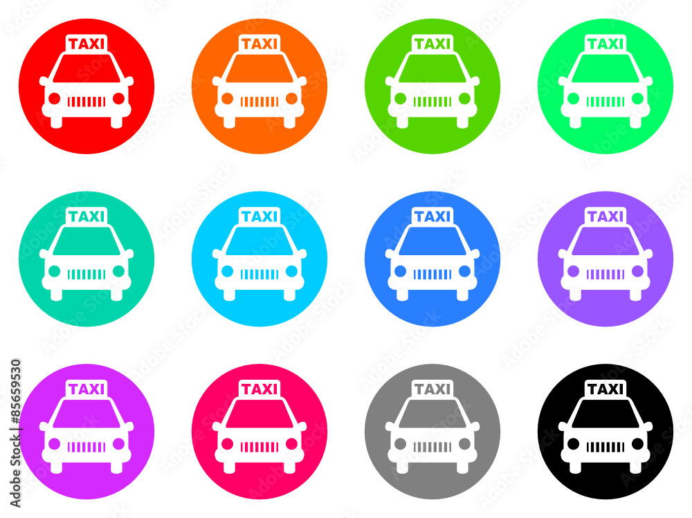 taxi vector flat icons set