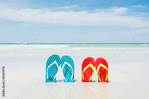Beach  slippers on tropical beach