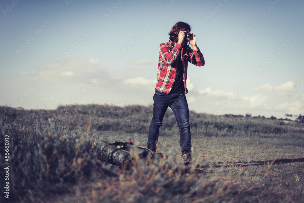 Nature photographer taking a photograph