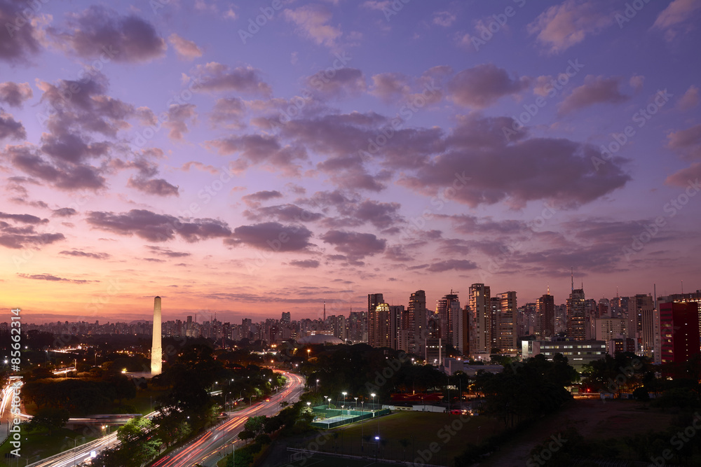 Sao Paulo city at nightfall, Brazil