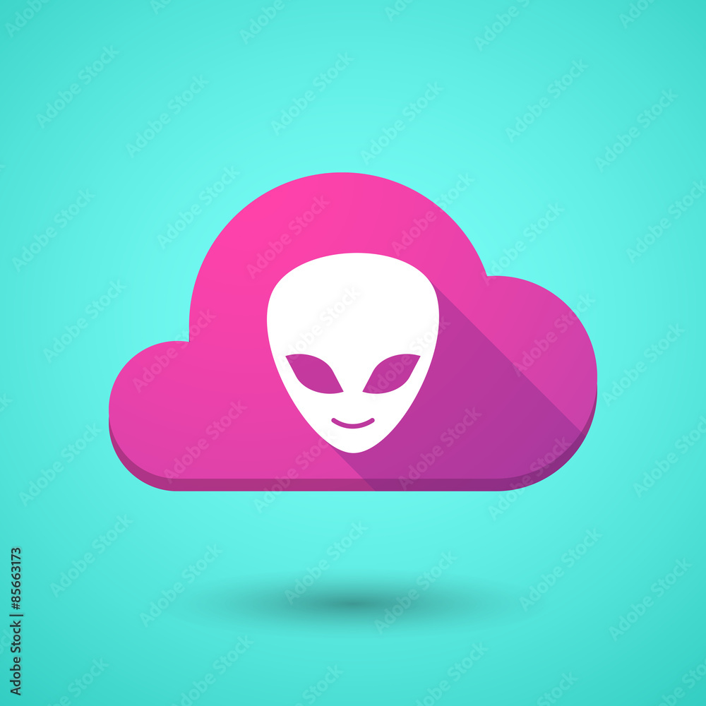 Cloud icon with an alien face Cloud icon with an alien face