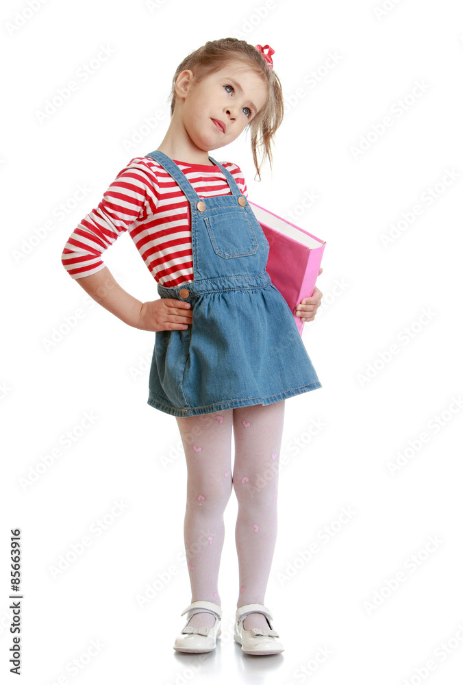 Beautiful little girl in a short denim Beautiful little girl in a short denim