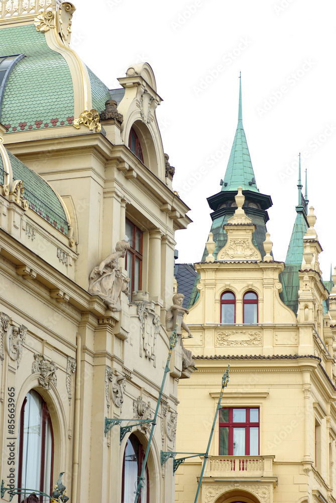 Municipal House at the Republic Square in Prague. 