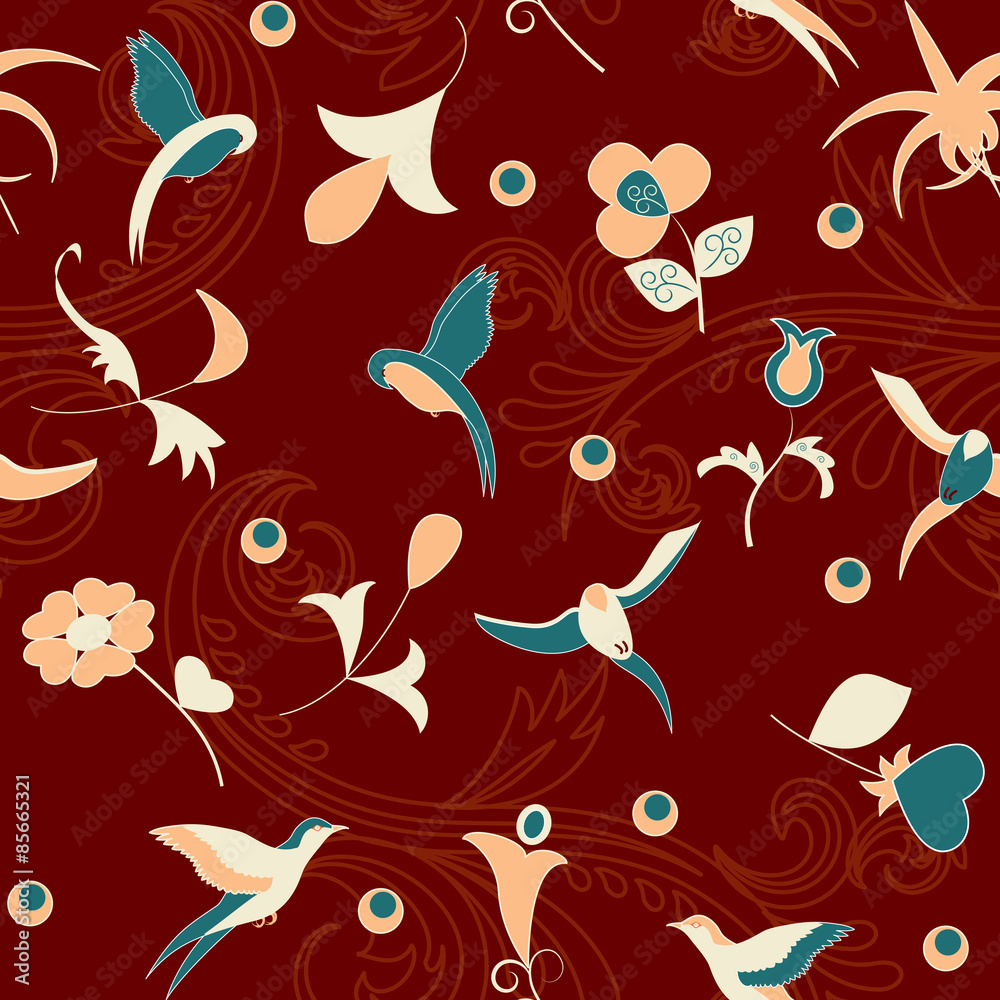 Naklejka premium birds and flowers
