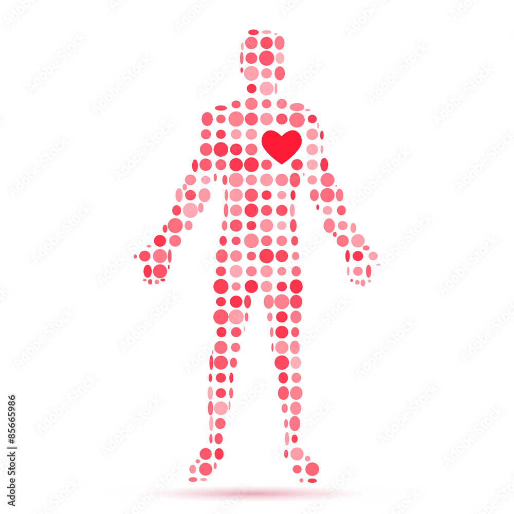 Abstract silhouette of man figure with heart symbol. Abstract silhouette of man figure with heart symbol.