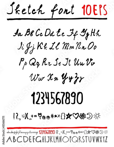 handwritten English alphabet. Vector illustration .