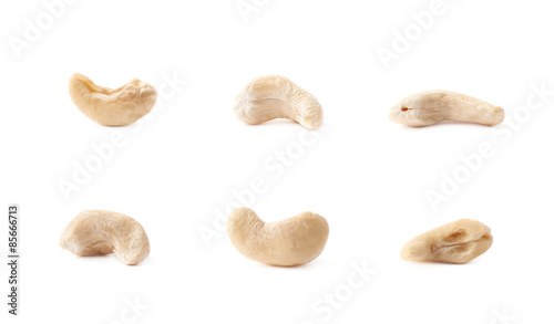 Single cashew nuts isolated