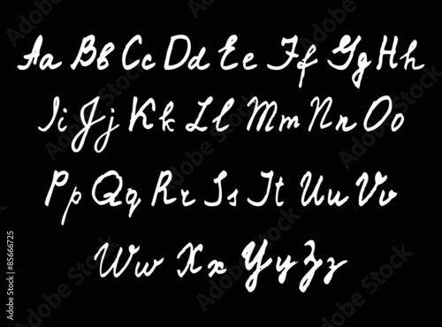 handwritten English alphabet. Vector illustration .