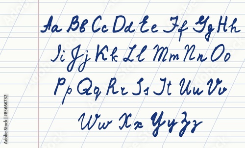 handwritten English alphabet. Vector illustration .