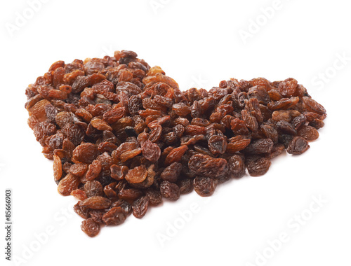 Heart shape made of raisins