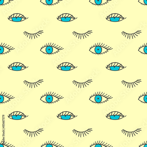 Seamless pattern with eyes and lashes. 