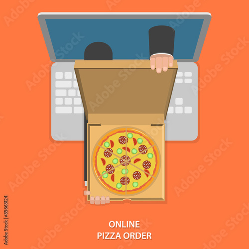 Online pizza order vector illustration.