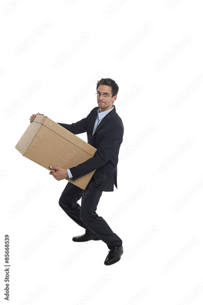 Geschäftsmann mit einer Box Geschäftsmann mit einer Box