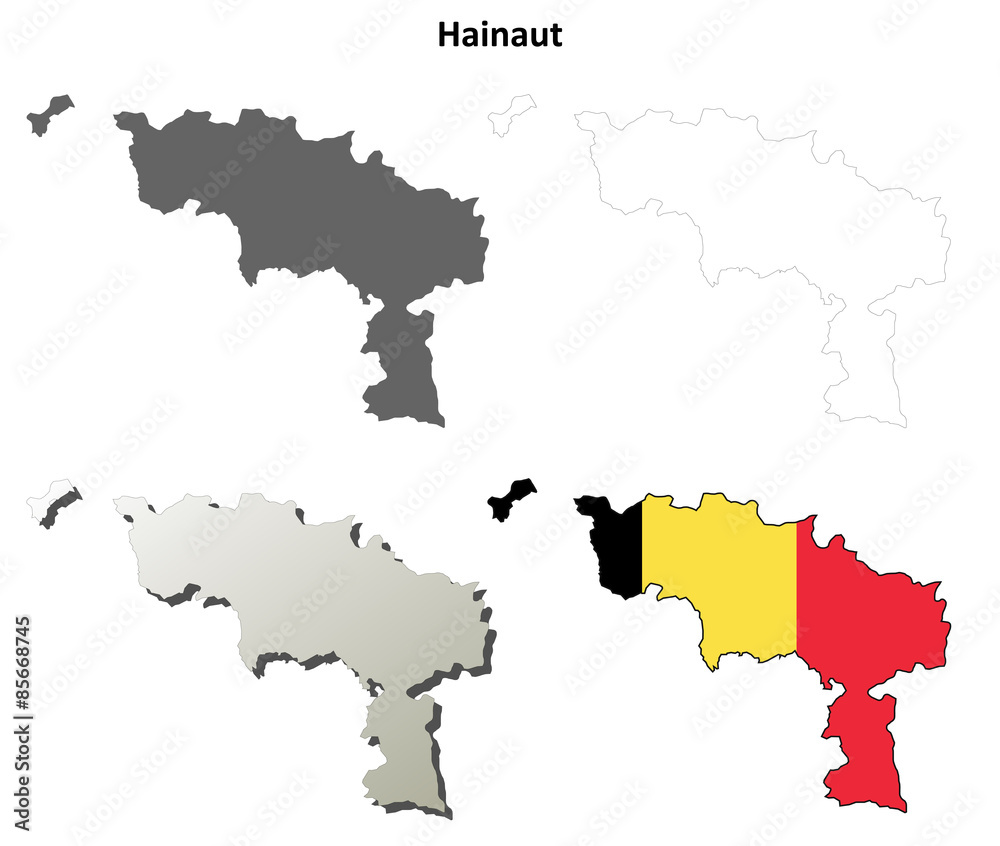 Hainaut (Wallonia) outline map set
