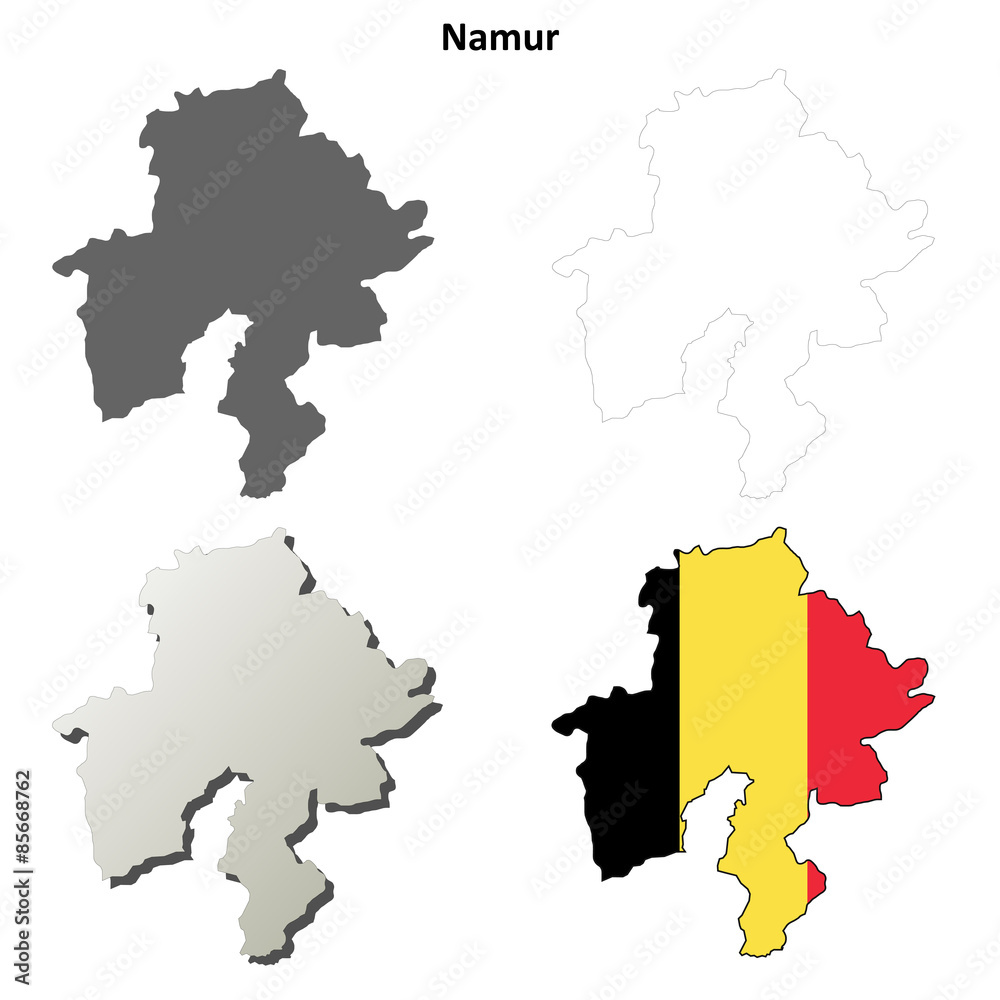 Obraz premium Namur (Wallonia) outline map set