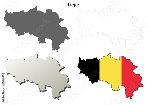 Liege  Wallonia  outline map set