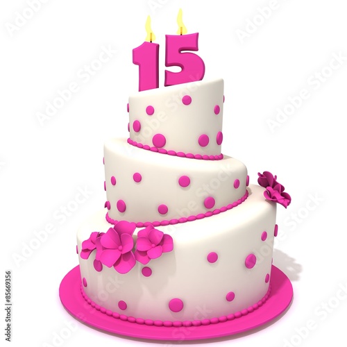 Birthday cake with number fifteen 