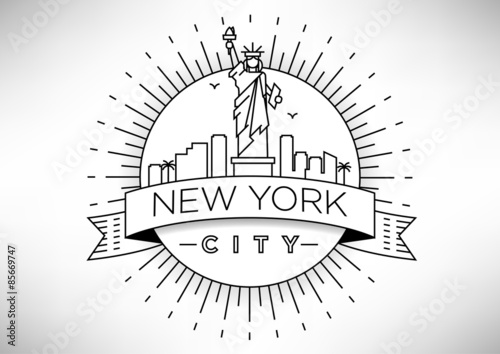 Linear New York City Skyline with Typographic Design