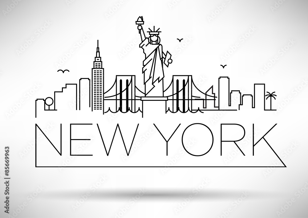 Linear New York City Skyline with Typographic Design