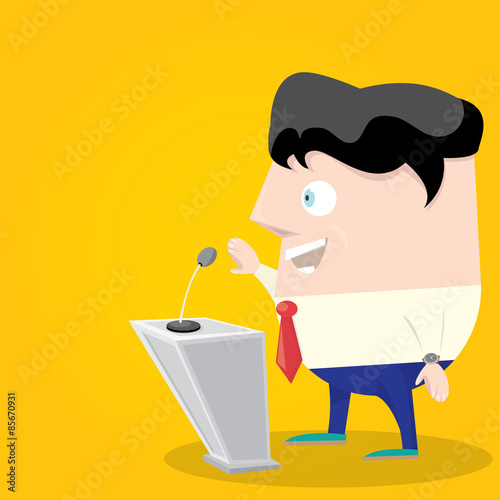 Speaker icon. Orator speaking from tribune