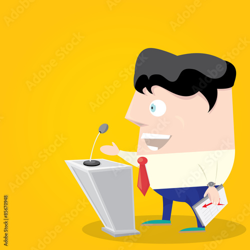 Speaker icon. Orator speaking from tribune