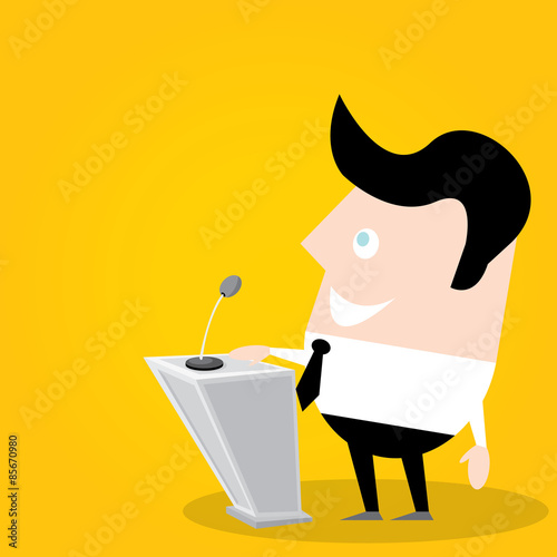 Speaker icon. Orator speaking from tribune