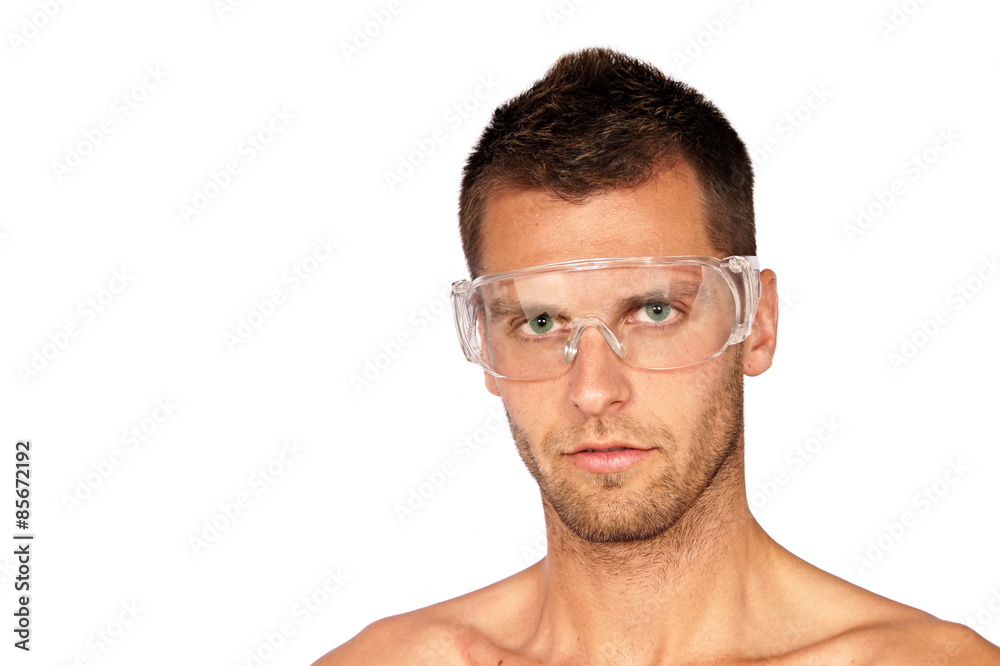 Obraz premium Young man with a protective goggles