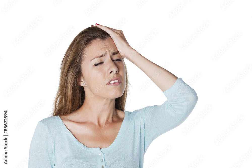 Young woman with headache