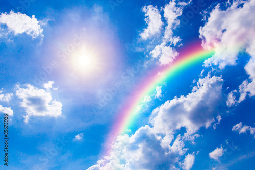 Beautiful sky with rainbow.