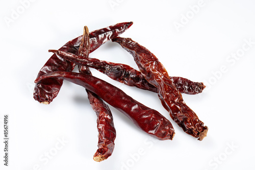 Chilli red dried pepper isolated on white background