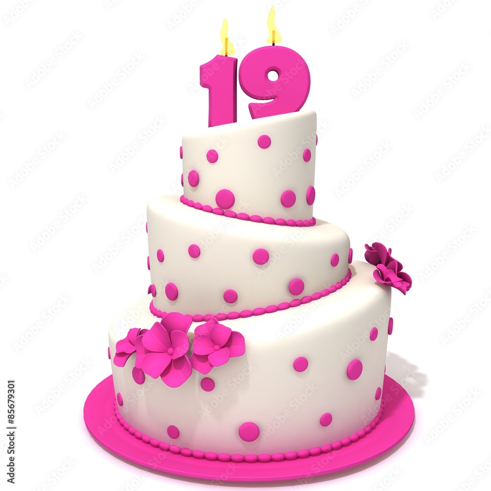 Birthday cake with number nineteen 