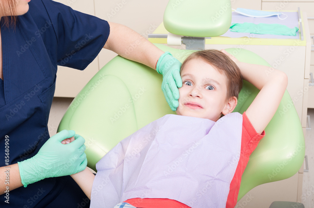 Special care for kid patient at dentist