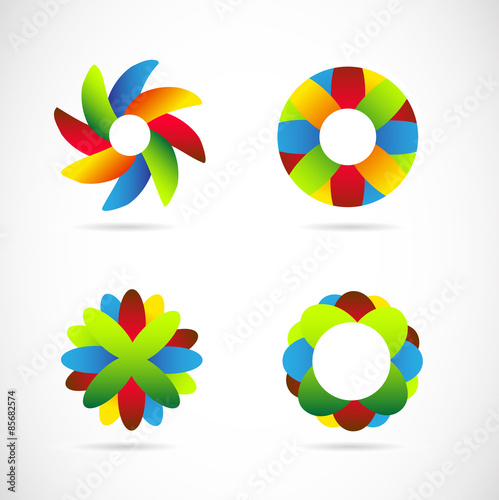 Colored logo icon elements set