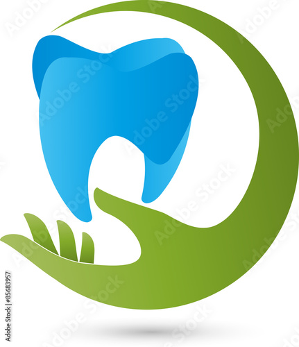Hand mit Zahn, Logo, Zahnarzt