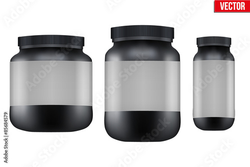 Mockup Sport Nutrition Container. Whey Protein and Gainer. 