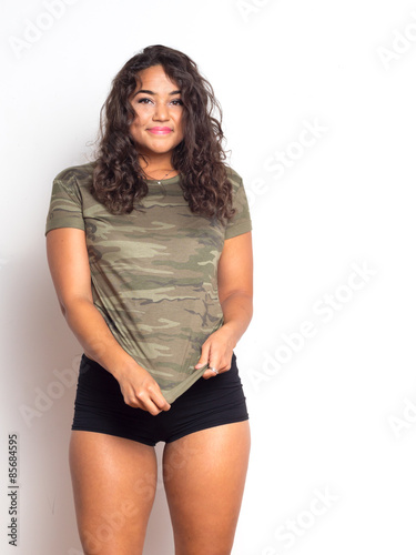 Curvy Young Woman With Curly Hair