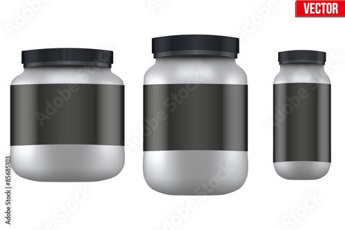 Mockup Sport Nutrition Container. Whey Protein and Gainer. 